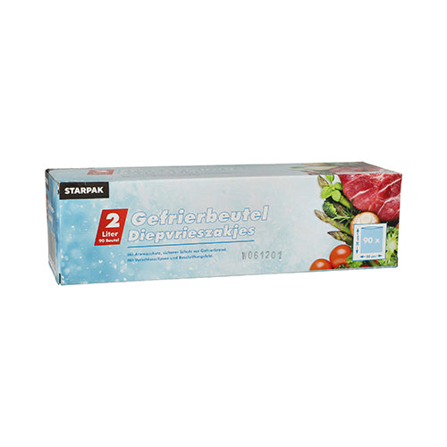 Starpak 90 Gefrierbeutel, LLDPE 2 l 30 cm x 20 cm transparent in Faltschachtel | Faltschachtel (90 Stück)