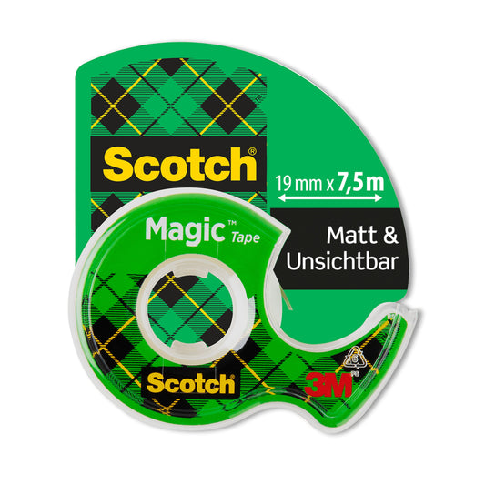 Scotch® Magic™ Unsichtbares Klebeband 1 Rolle, 19 mm x 7,5 m + Handabroller | Packung (1 Rolle)