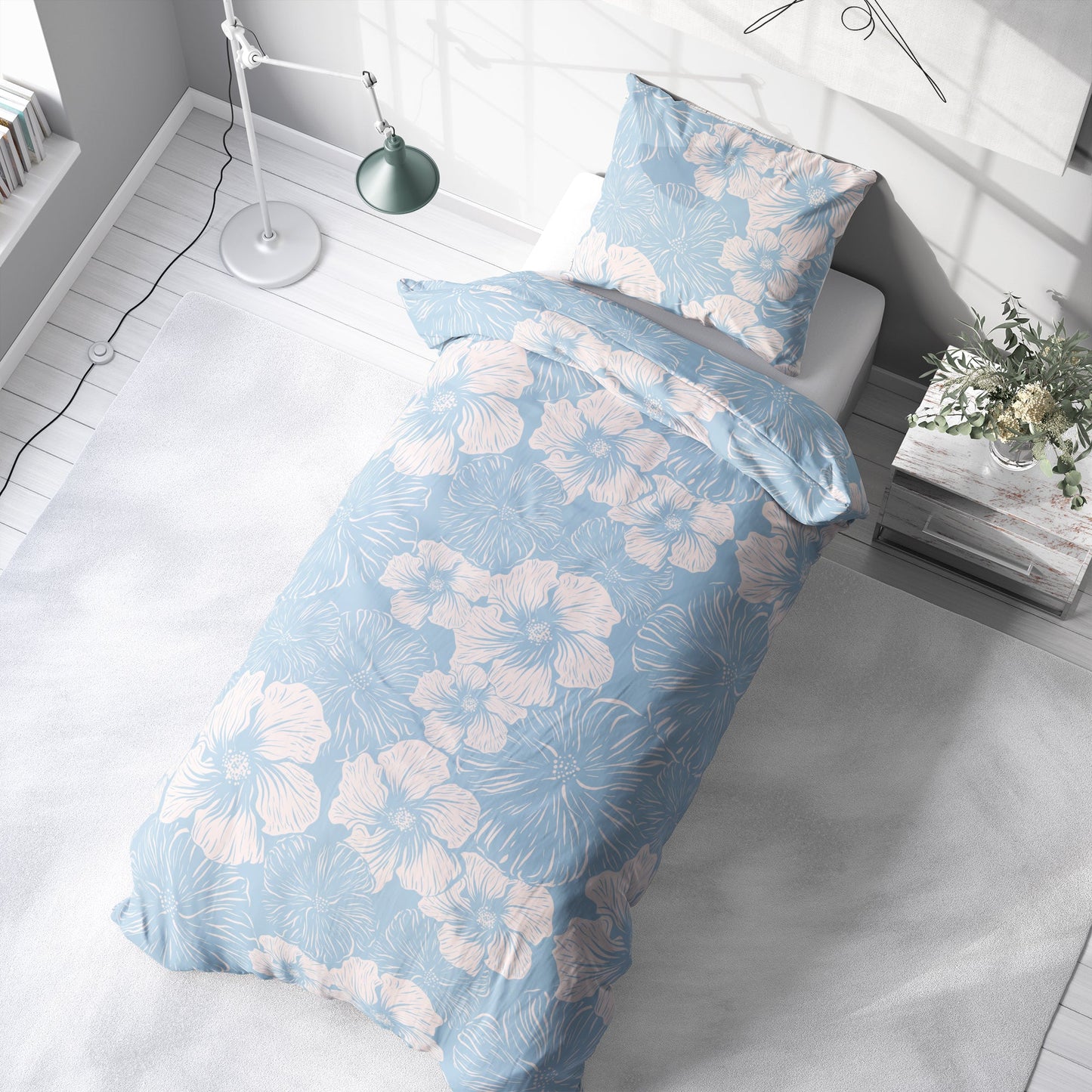 "Blaue Blumen" Premium Bettwäsche