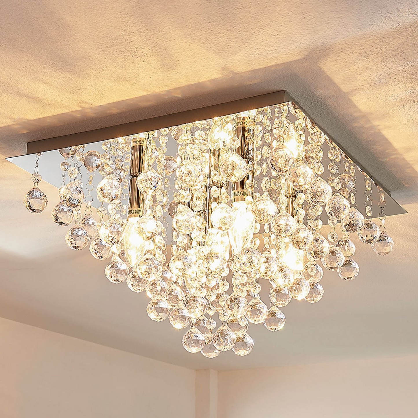 B-flokks Lindby Annica loftlampi, loftljós, lampi, ljósastæði, akrýl hengilampi, silfur 