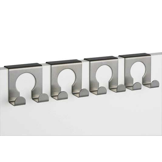 4 Haken Türhaken zum Einhängen silber Edelstahl Metall ohne Bohren 4 Stück Set