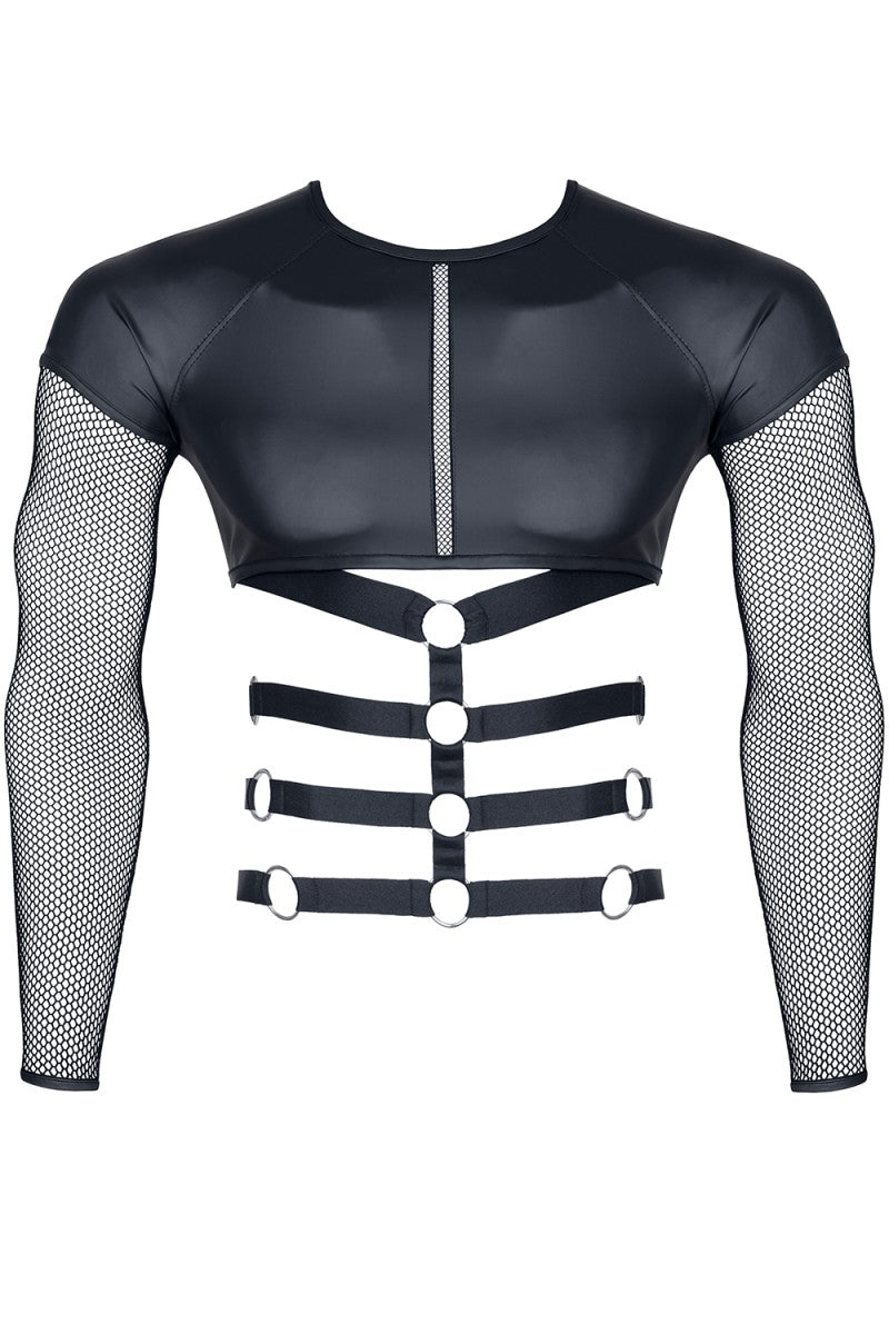 Long Sleeve Net Strap Shirt