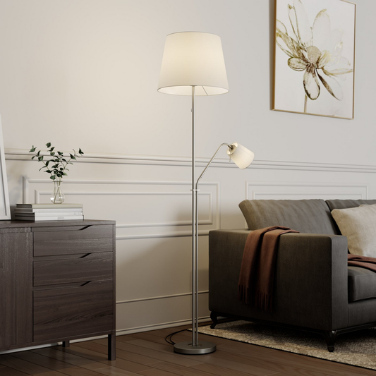 B-Ware Lindby Nantwin Stehleuchte Stehlampe Standleuchte Standlampe Stoffschirm Weiß300