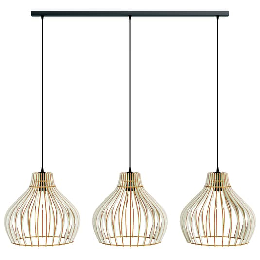 B-grade Euluna Barrel pendant light with wooden shades, ceiling lamp, decorative pendant light, 29 