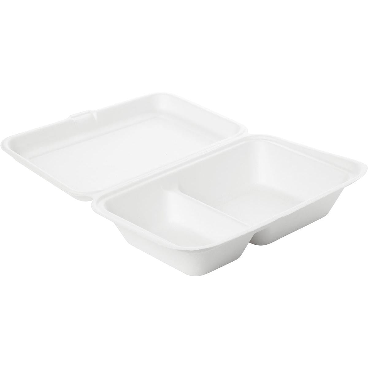 Menübox 470/300 ml, Bagasse 2 Weiß Bagasse 241x163x65 | Packung (50 Stück)