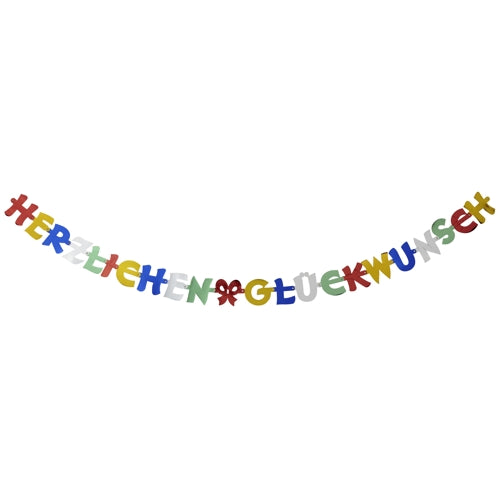 PAPSTAR Grußkette 2,5 m "Herzlichen Glückwunsch", festliche Dekoration | Beutel (1 Stück)