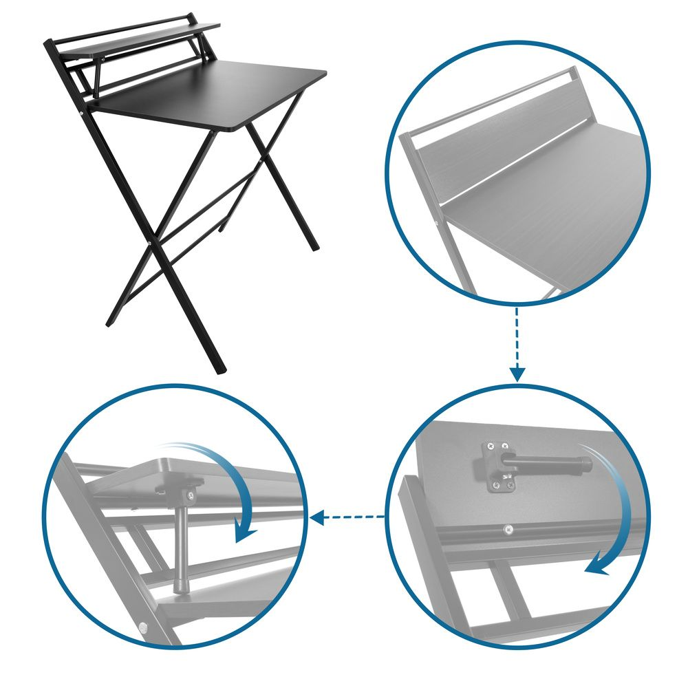 B-flokks Hjh skrifstofuborð, vinnuborð, Easy Clap tölvuborð, borð 92x84 Schw571 
