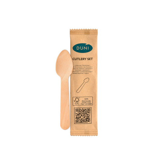 1/1 Coffee spoon 110 mm, wood, individually wrapped, natural waxed finish | Pack (250 pieces)