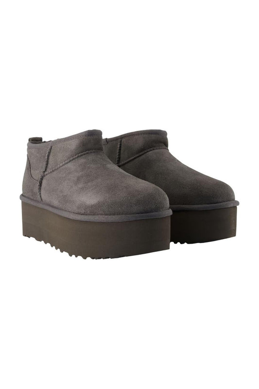 Classic Ultra Mini Platform Stiefeletten - UGG - Leder - Grau