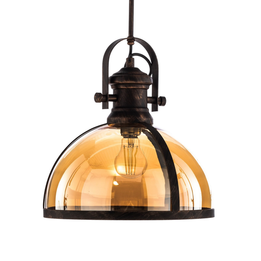 B-gráðu Avonni hengilampi Av 5063 1 Bsy hengiljós, glerskermur, kopar, svartur