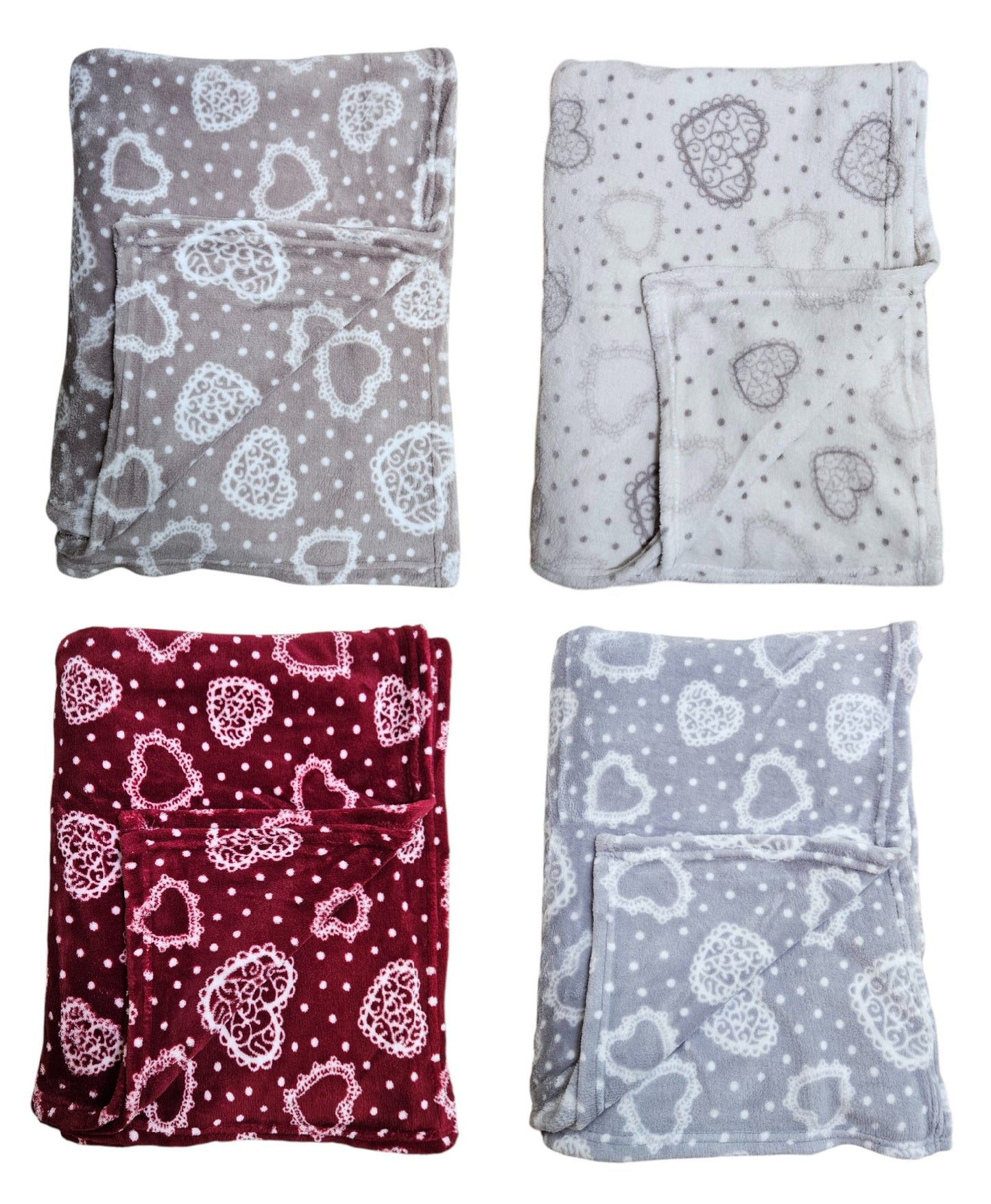 Kuscheldecke Decke Tagesdecke Herz 150x200 cm Creme Grau Beige Rot Wohndecke