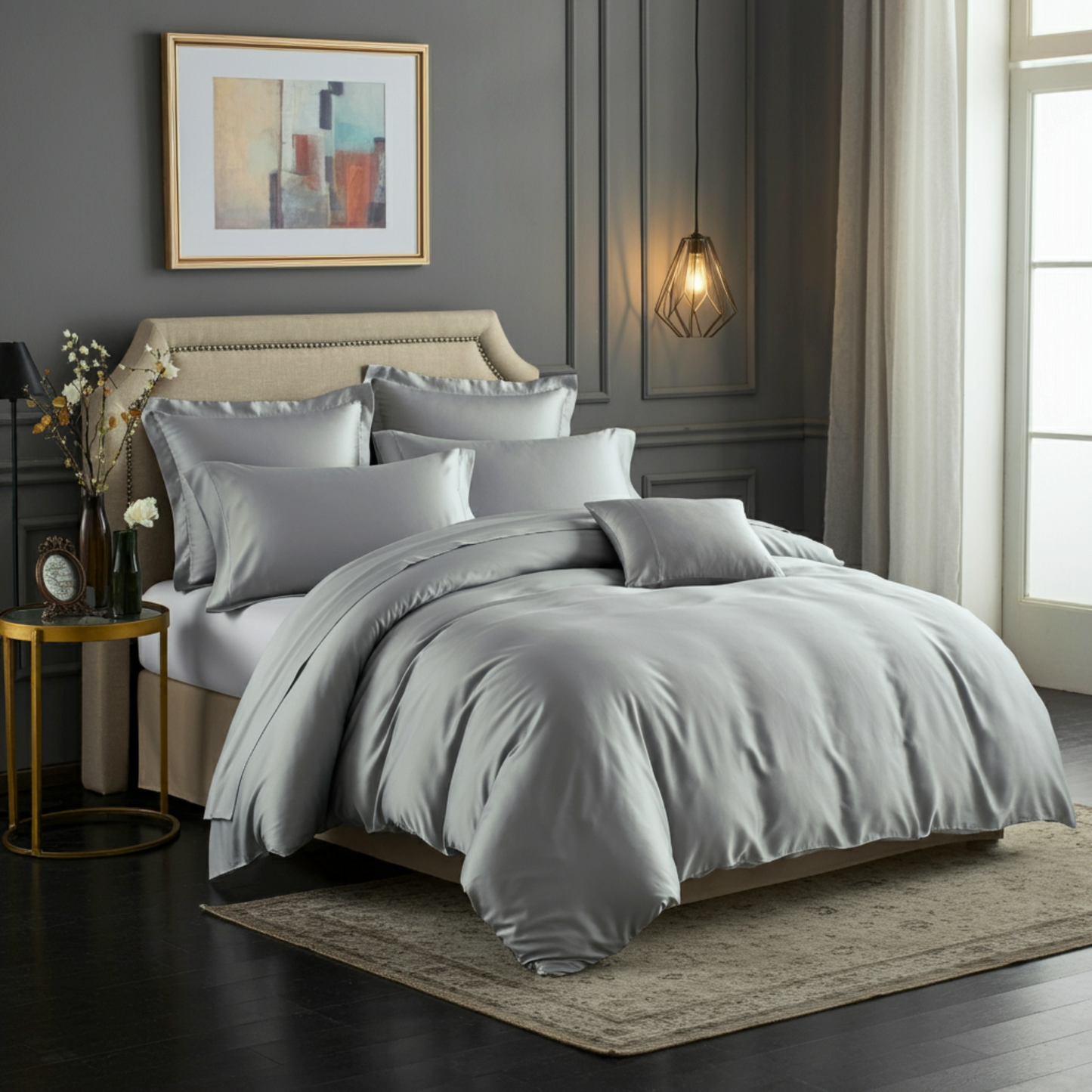 Sængurver úr bómullarsatíni, heillandi