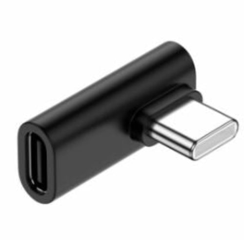 SYSTEM-S USB 3.1 Gen 2 millistykki af gerðinni C karlkyns í kvenkyns hornsnúra í svörtu