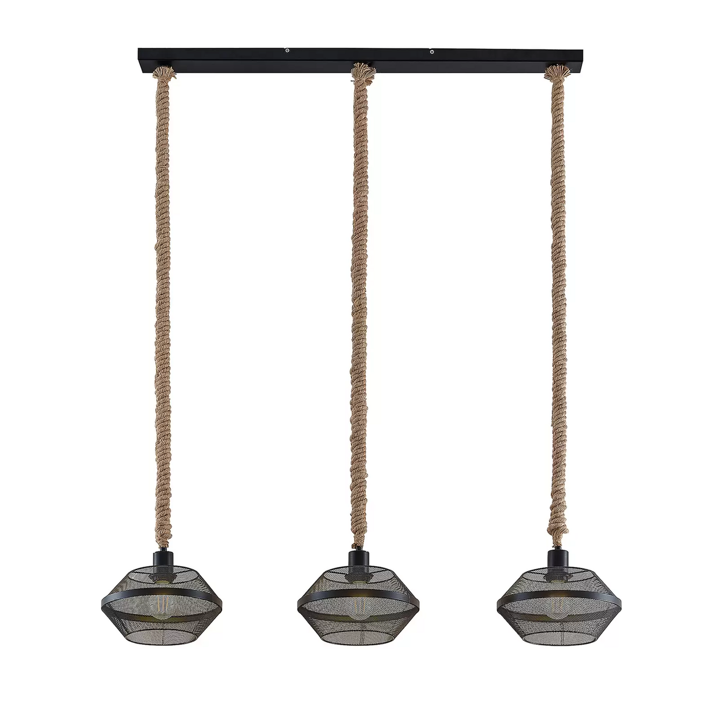 Lindby Rabia loftlampi í B-flokki, hengiljós, 3 ljós, aflöng, úr flauelsflís.