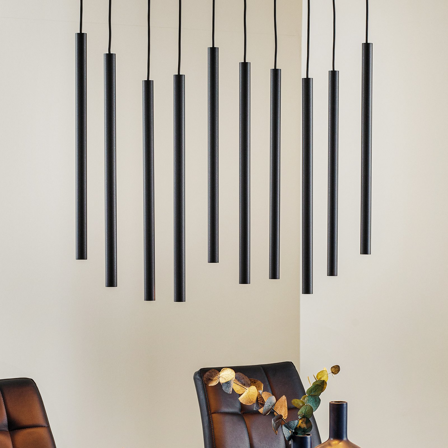 Hengiljós á lager, hengiljós, ljóslaser, tíu perur, svart stál