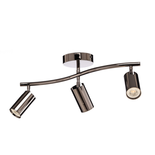 B-flokks loftkastari, svartur krómaður, 3-ljósa loftlampi, ljós, spot