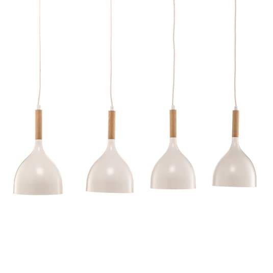 B-Ware Euluna Hängeleuchte Noak Hängelampe Leuchte Lampe 4 Flg. Lang Weiß Holz Natur