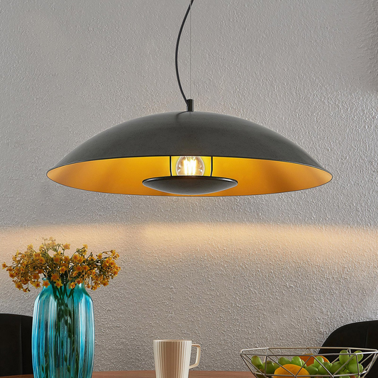 B-grade Lindby Emilienne pendant light, ceiling lamp, hanging lamp, E27, steel, dark grey, 100 
