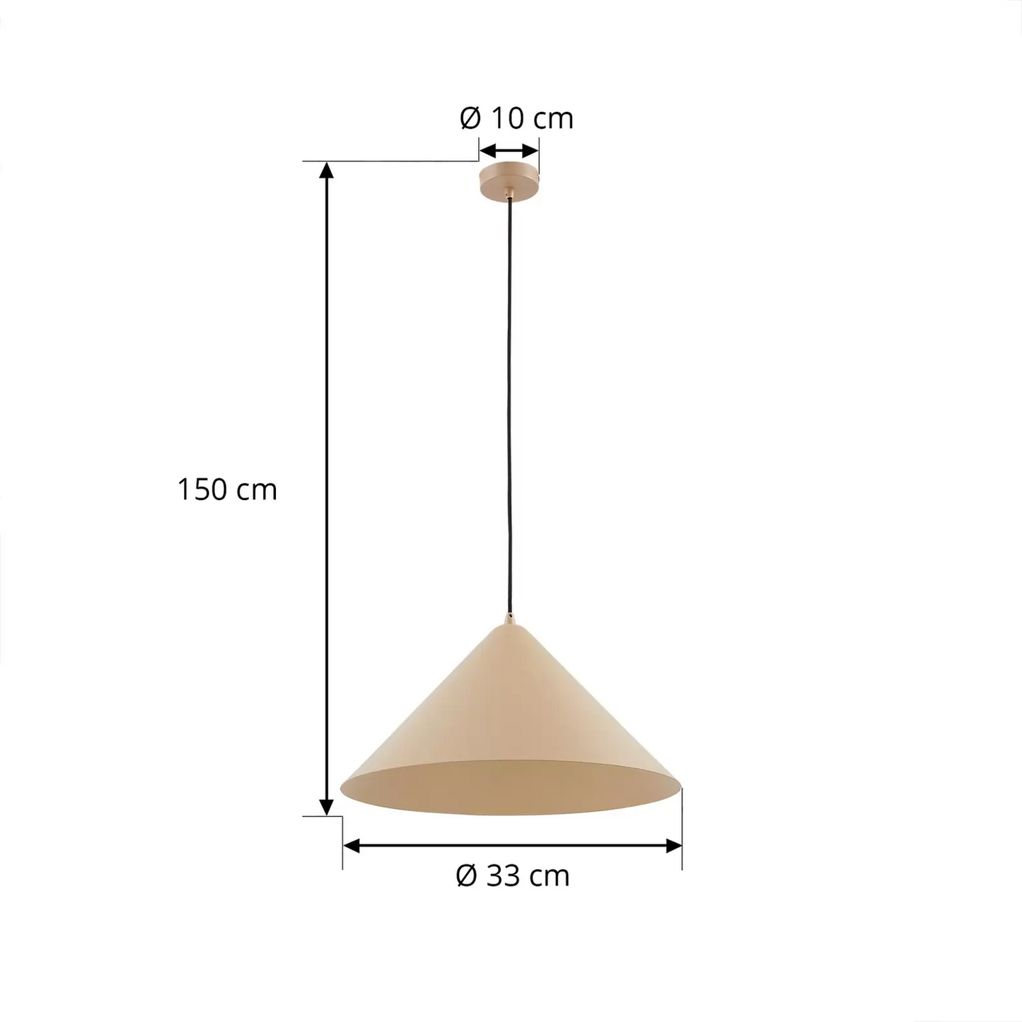 Lindby hengiljós í B-flokki, Clarine Beige, ø 50 cm, málmloftlampi, ljóskastari