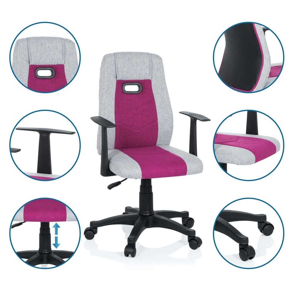 B-stock Hjh Office Kiddy Extra children's swivel chair, desk chair, office chair, grey/pink 