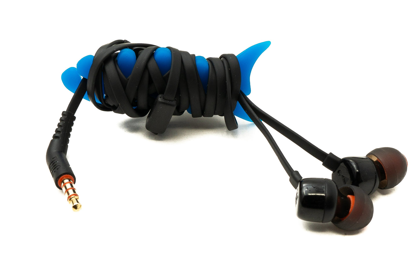 SYSTEM-S Cable Manager Wrap Cable Winder Fish Shape Silicone Winder Cable Protector for Headphones in Blue