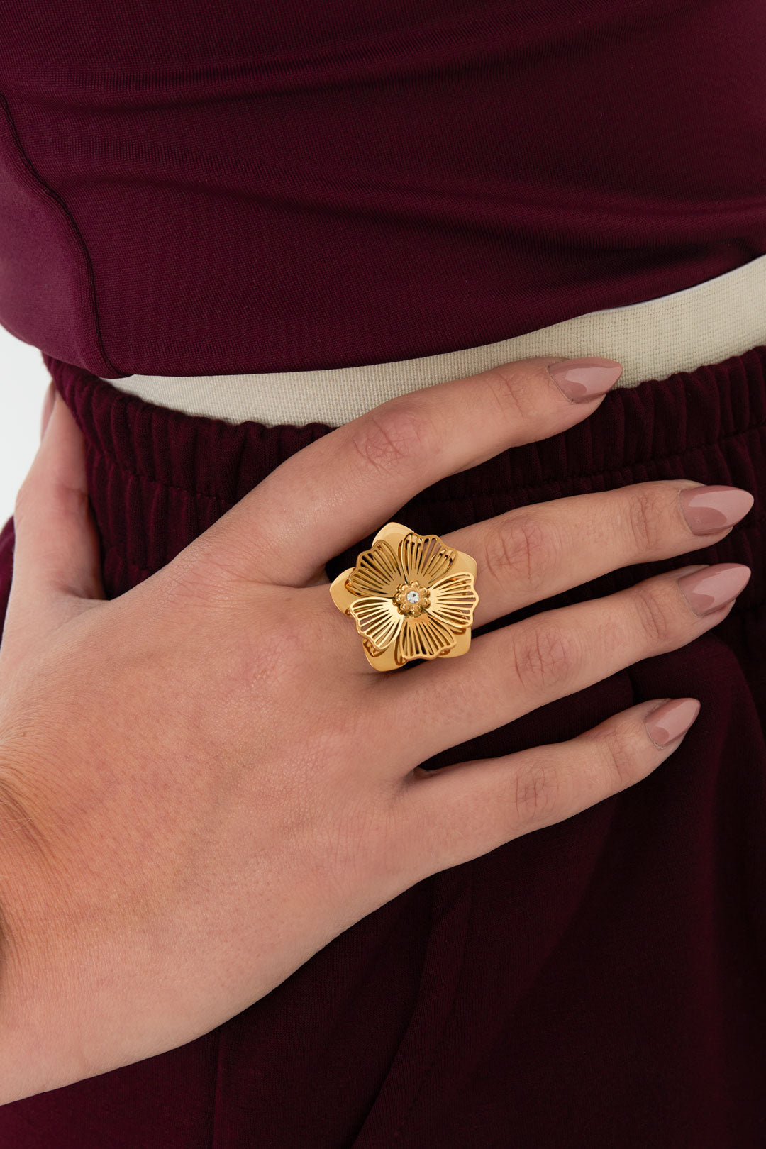 Edelstahl Statement Ringe Blume Casual Daily Simple Serie Damenschmuck