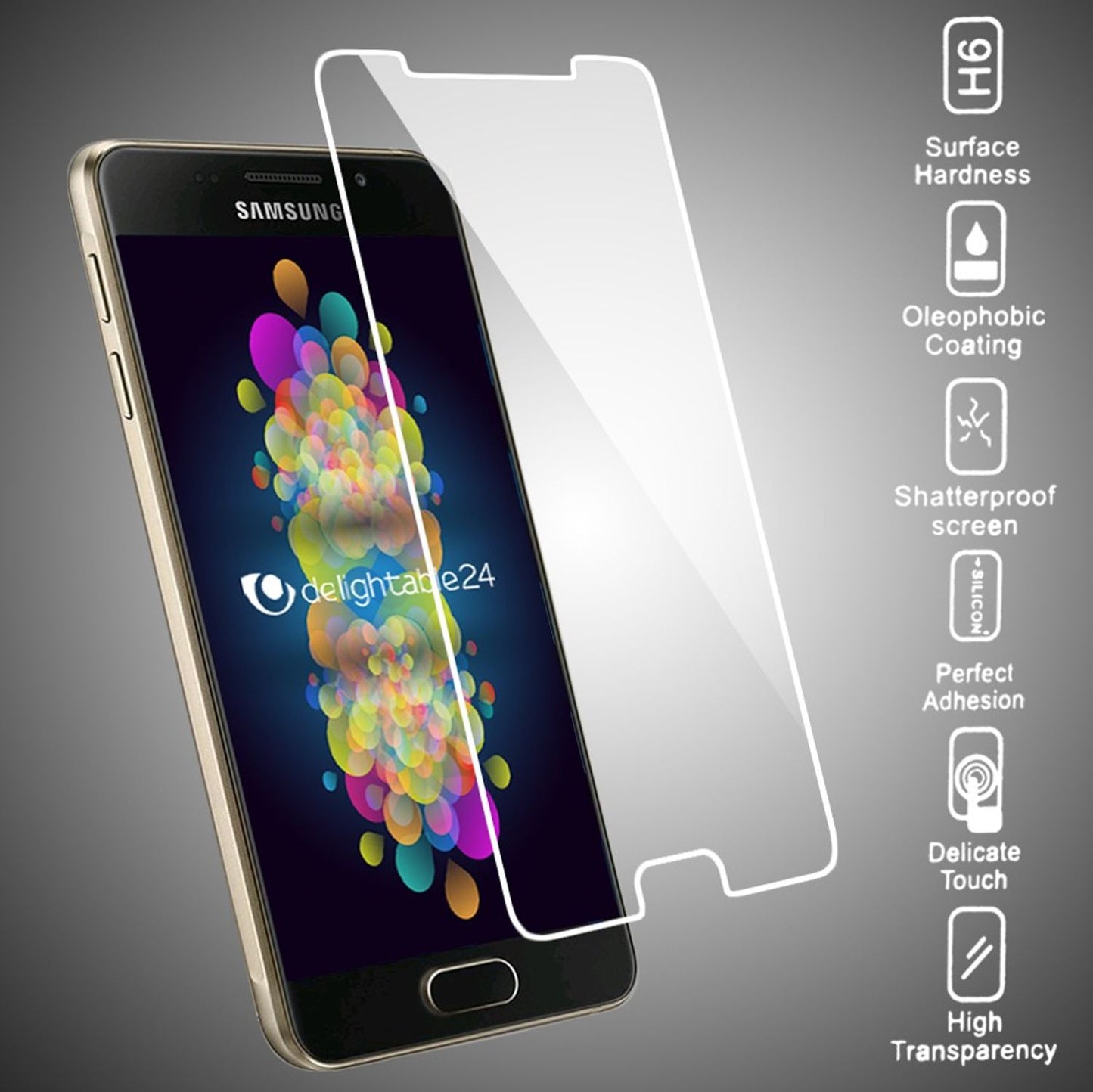 NALIA tempered glass screen protector for Samsung Galaxy A3 2016, 9H glass film, LCD screen protector