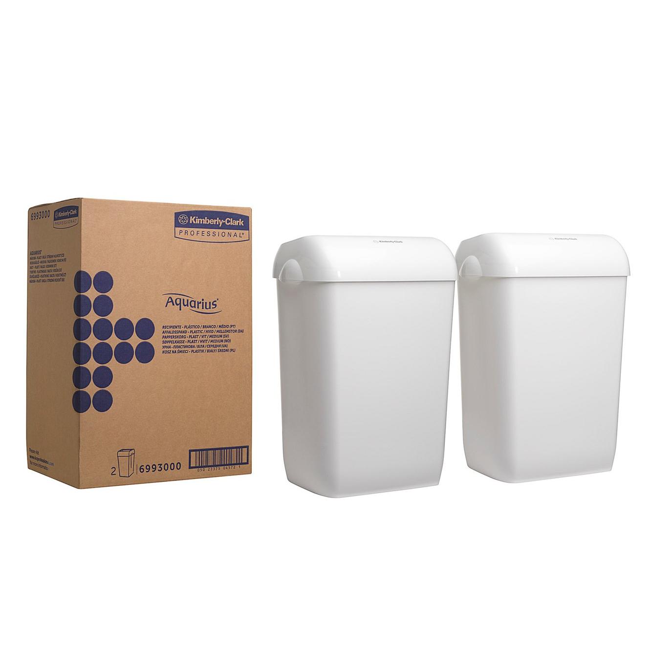 Aquarius™ Waste Bins - Plastic / White / Medium - 2 Disposers | Cardboard (2 Waste Bins)