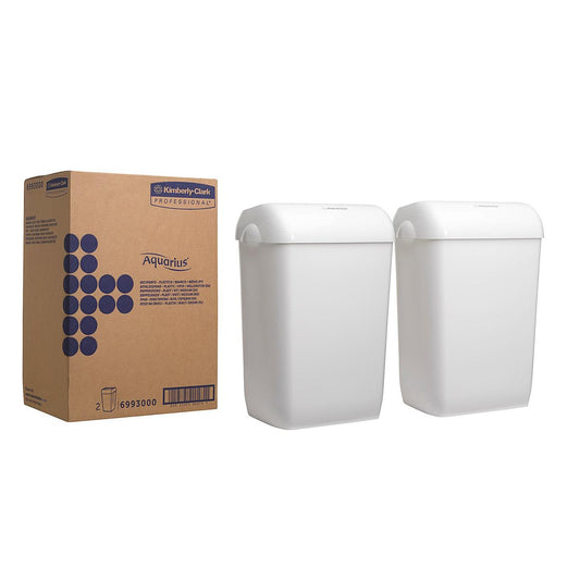 Aquarius™ Waste Bins - Plastic / White / Medium - 2 Disposers | Cardboard (2 Waste Bins)