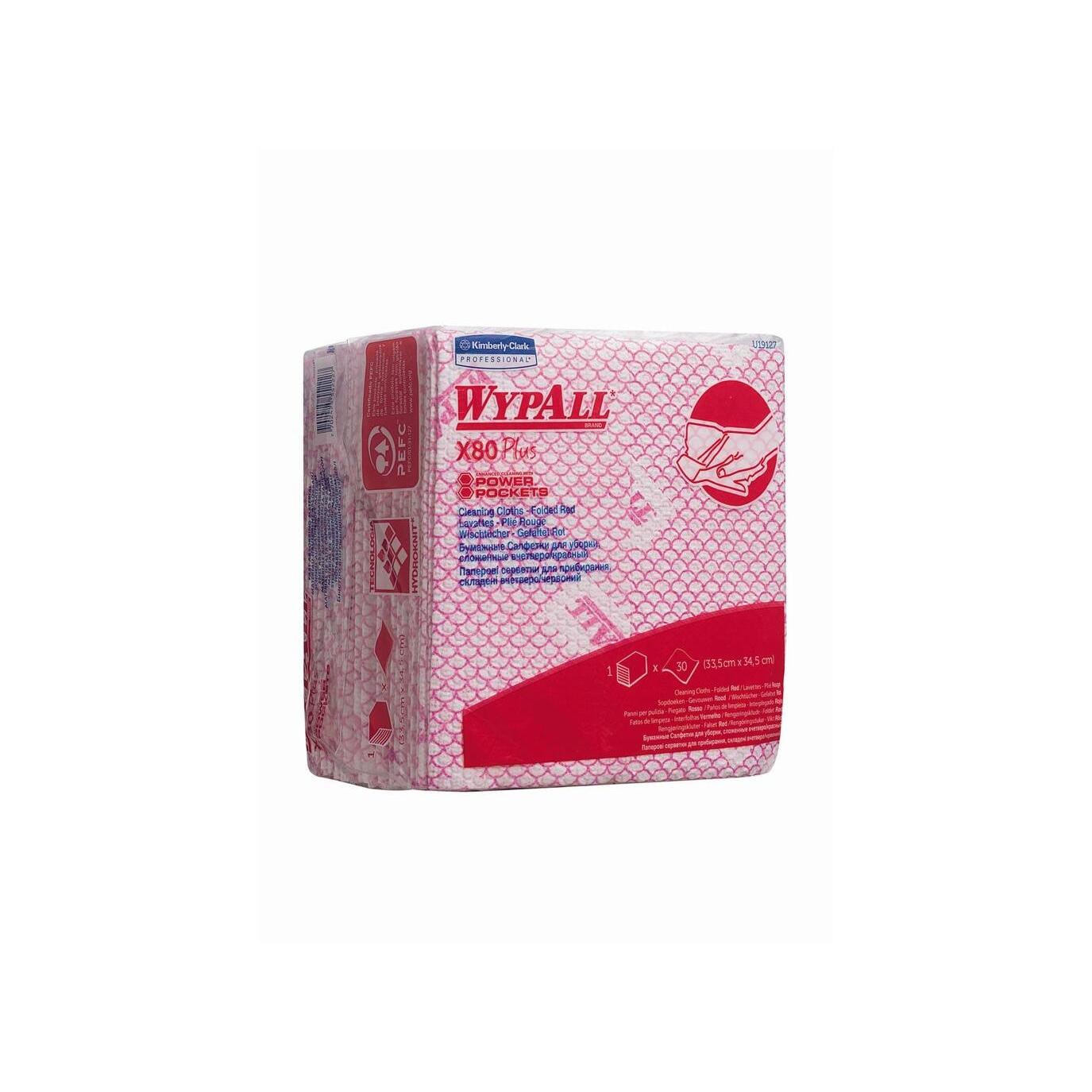 WypAll® X80 Plus Critical Clean - Viertelgefaltet / Rot - 8 Bags  x 30 Sheets | Karton (8 Beutel)