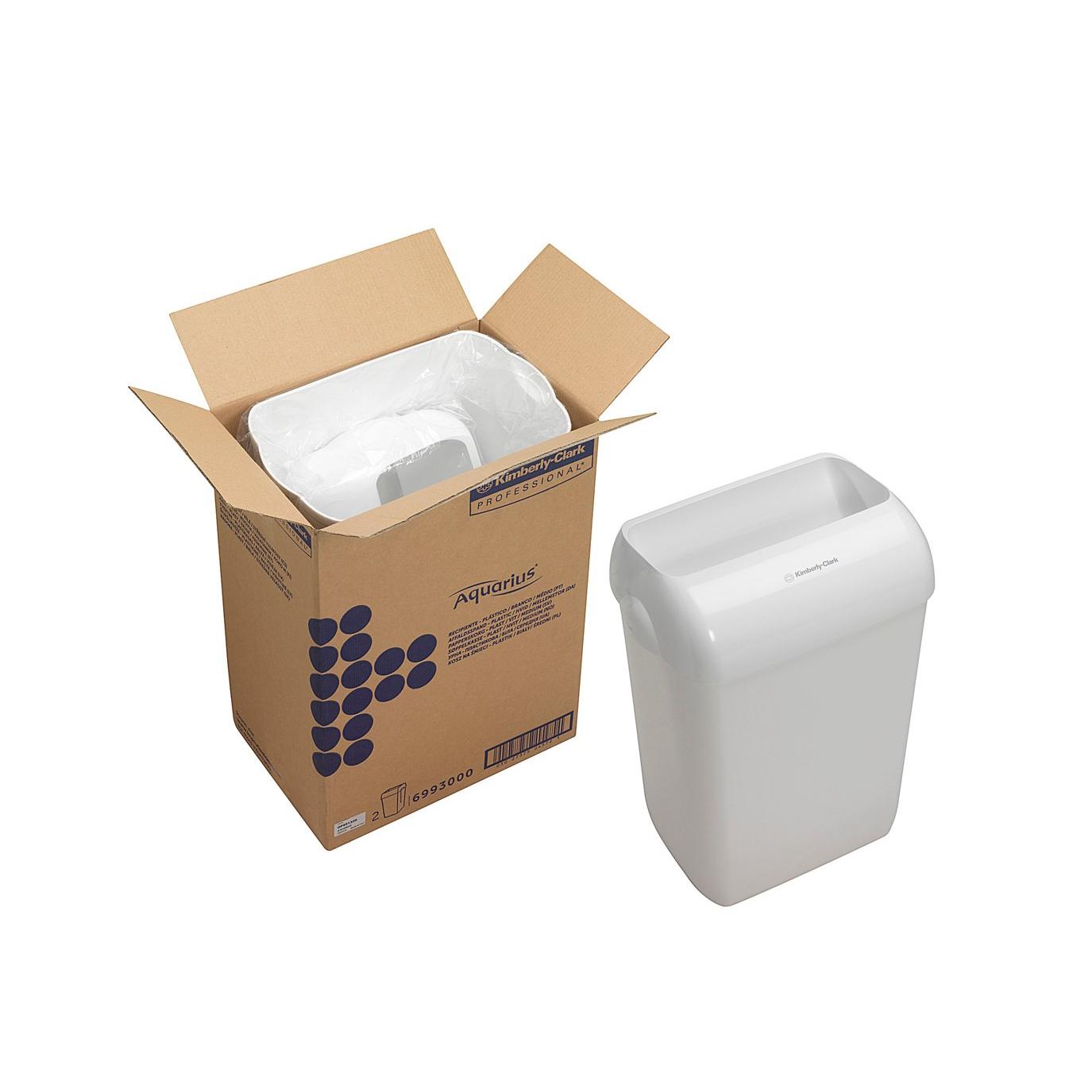 Aquarius™ Waste Bins - Plastic / White / Medium - 2 Disposers | Cardboard (2 Waste Bins)