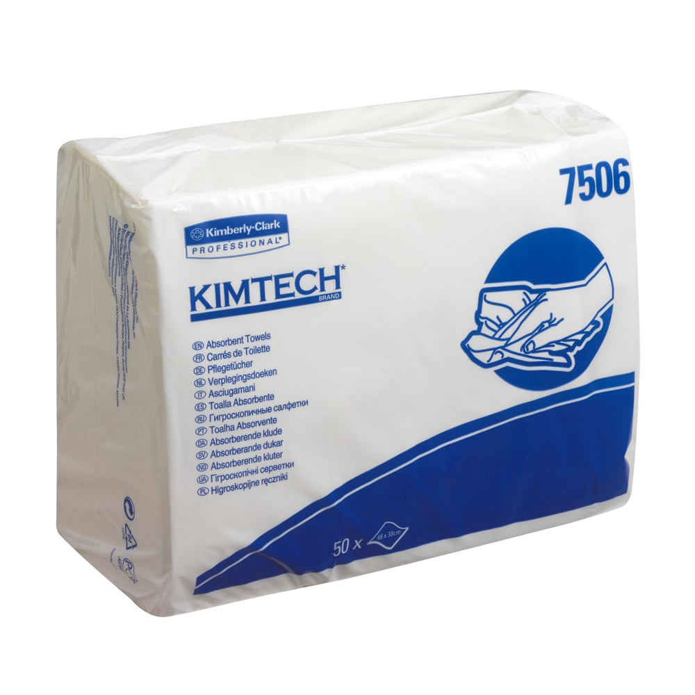Auslaufartikel: Kimtech® Saugfähige Pflegetücher - Z gefaltet / Weiß - 16 Bags  x 50 Sheets | Karton (16 Beutel)