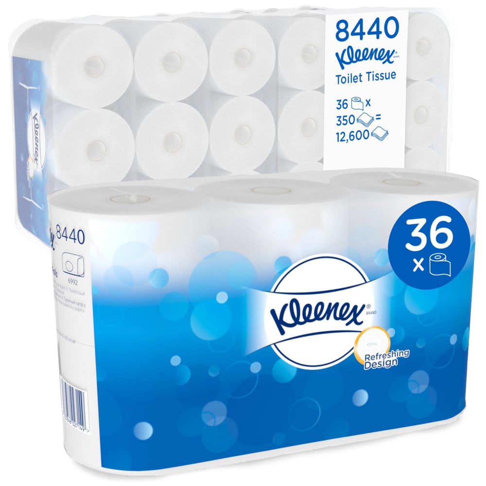 Kleenex® Toilettenpapier - Standard / Weiß - 6 Packs  x 6 small rolls  x 350 Toilet Tissue Sheets | Karton (6 Päckchen)