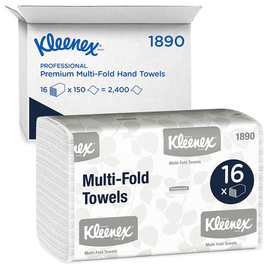 Kleenex® Handtücher - MultiFold / Weiß /Mittel - 16 Clips  x 150 Sheets | Karton (16 Päckchen)
