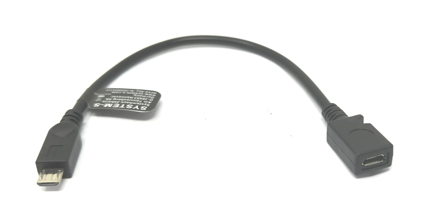SYSTEM-S USB 2.0 Kabel 15 cm Micro B Stecker zu Buchse Adapter in Schwarz