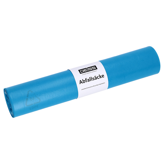 DEISS Abfallsäcke aus Recycling-LDPE 120 l - 62? | Rolle (15 Stück)