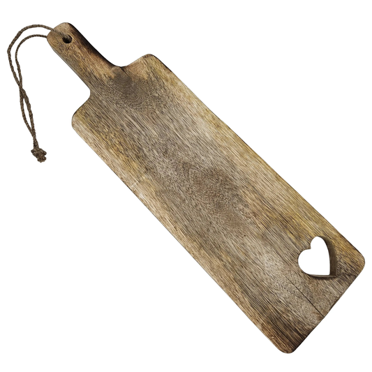 Schneidebrett Holz Mangoholz HERZ Küchenbrett Brotschneidebrett Holzbrett 50 cm