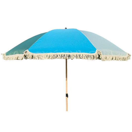 Sonnenschirm Strandschirm Schirm UV Schutz Fransen BLAU GRÜN knickbar Ø 170 cm