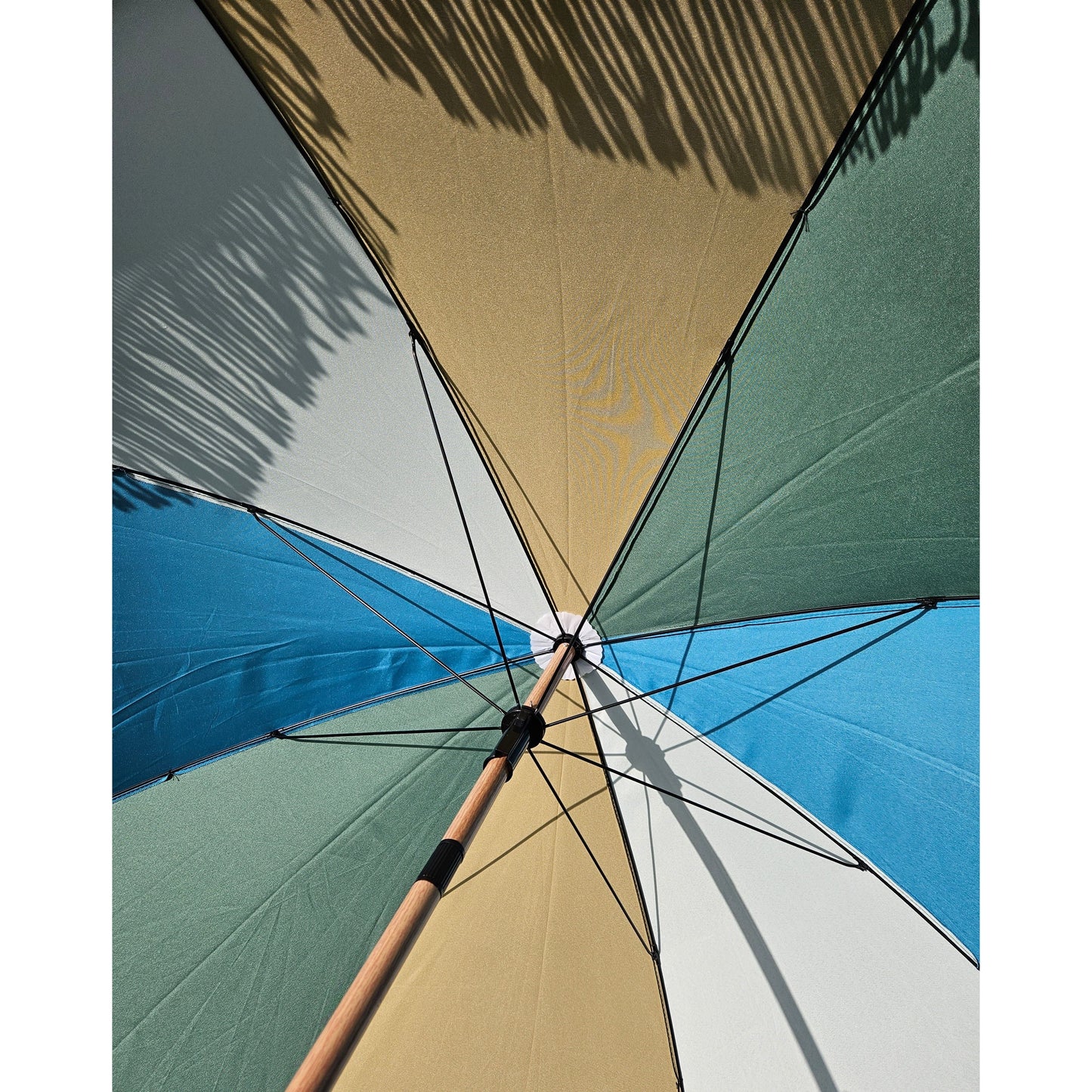 Sonnenschirm Strandschirm Schirm UV Schutz Fransen BLAU GRÜN knickbar Ø 170 cm