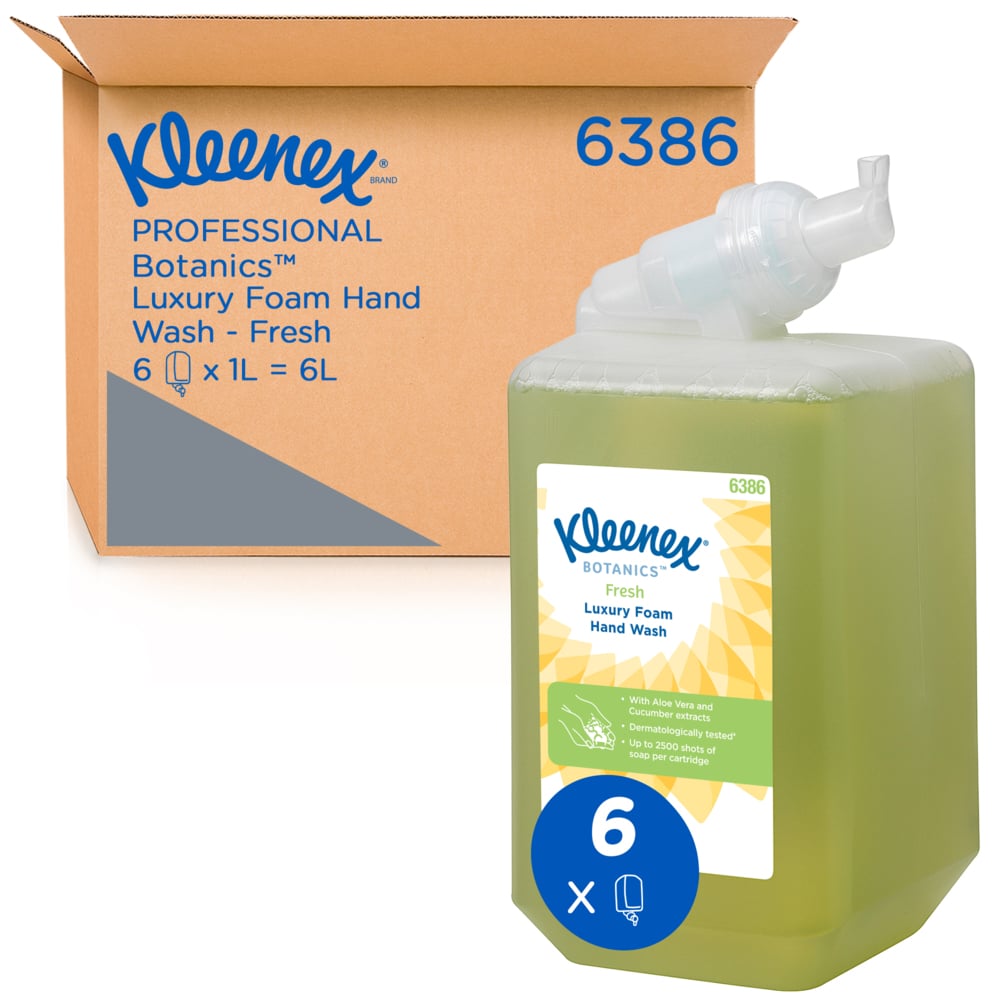 Kleenex® Botanics™ Luxury Foam Hand Wash - 1 Liter Kassette / Grün /1 Ltr - 6 Cassettes | Karton (6 Kartuschen)