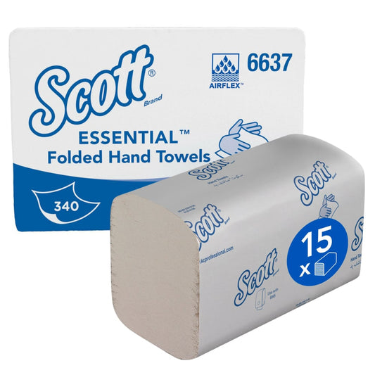 Scott® Essential™ Handtücher - interfold / Weiß /Klein - 15 Clips  x 340 Sheets | Karton (15 Päckchen)