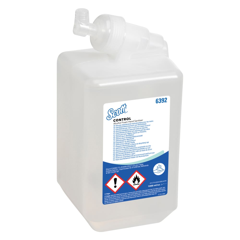 Scott® CONTROL Handdesinfektionsschaum auf Alkoholbasis - 1 Liter Kassette / Transparent /1 l - 6 Cassettes | Karton (6 Kartuschen)