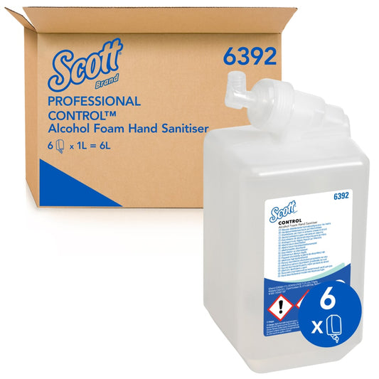 Scott® CONTROL Handdesinfektionsschaum auf Alkoholbasis - 1 Liter Kassette / Transparent /1 l - 6 Cassettes | Karton (6 Kartuschen)