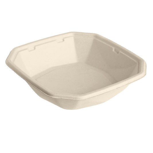 Octabagasse Schale 650 ml - coated  Braun Bagasse PBAT/PLA-coated 183x183x42 | Packung (50 Stück)