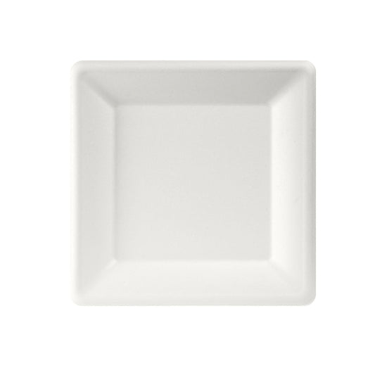 Teller, quadratisch 26x26 cm Weiss - uncoated  Weiß Bagasse 260x260 | Packung (50 Stück)