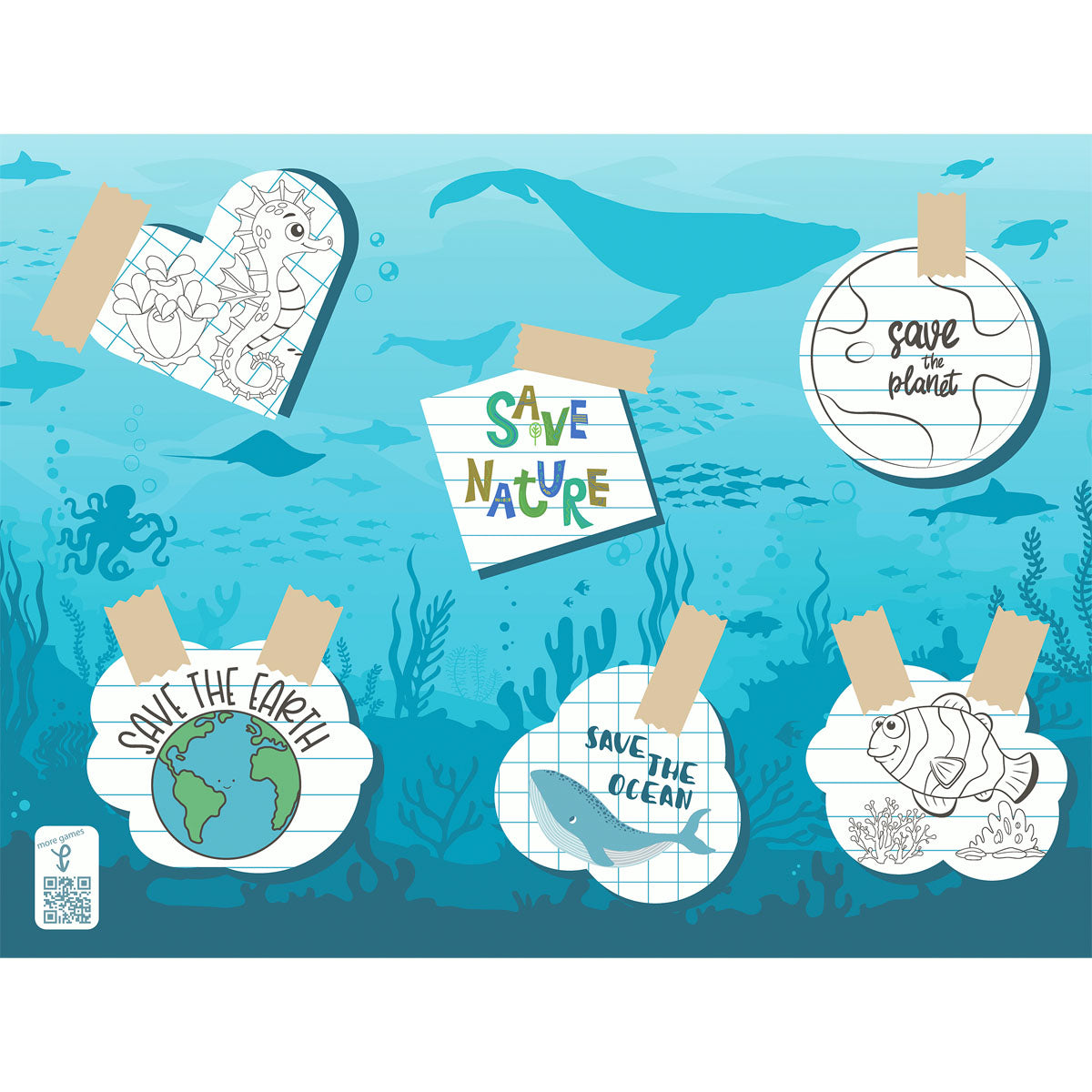 Papier-Tischsets 30x40 cm - Save the Ocean Design für Events | Packung (250 Stück)
