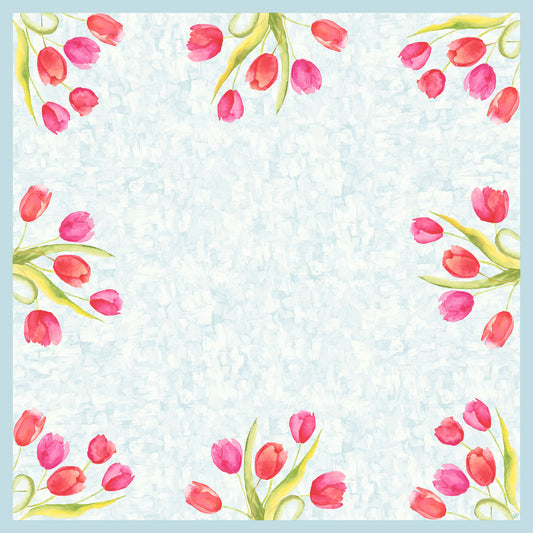 Dunicel-Mitteld. 84x84cm - Gemalte Tulpen Tischdecke | Karton (1 Packung)