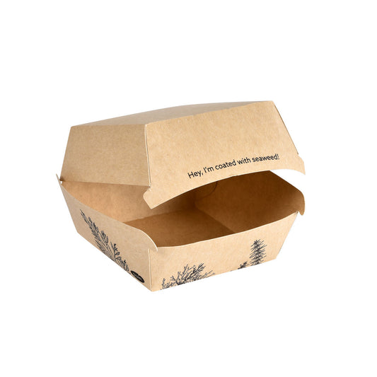 Alga Clamshell-Box 500ml 120x120x75mm, braun | Karton (1 Packung)