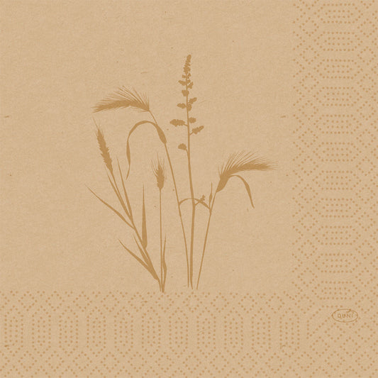 Zellstoff Servietten 33 cm 3-lagig 1/4-Falz Meadow natural | Packung (50 Stück)