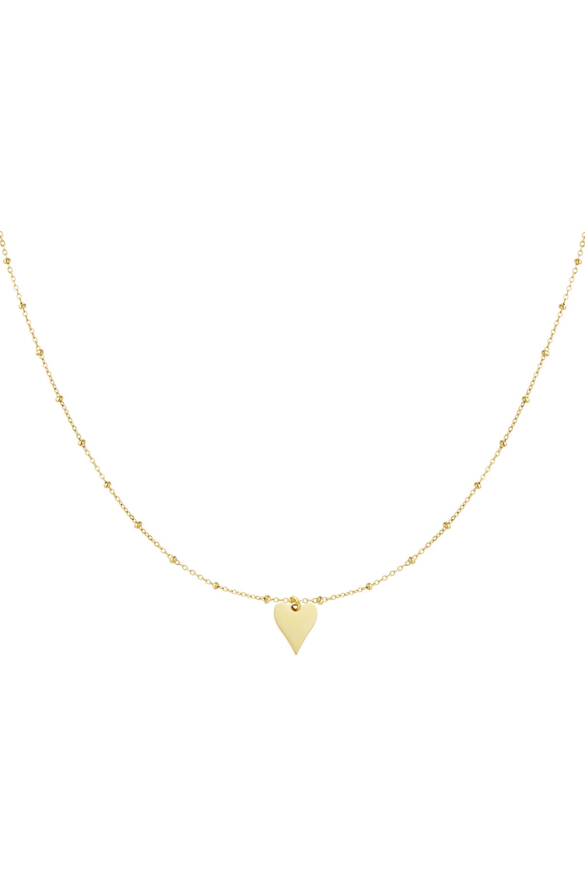 Halskette mit Kugeln und Herzanhänger – Goldfarbe  - Goldfarbefarbe